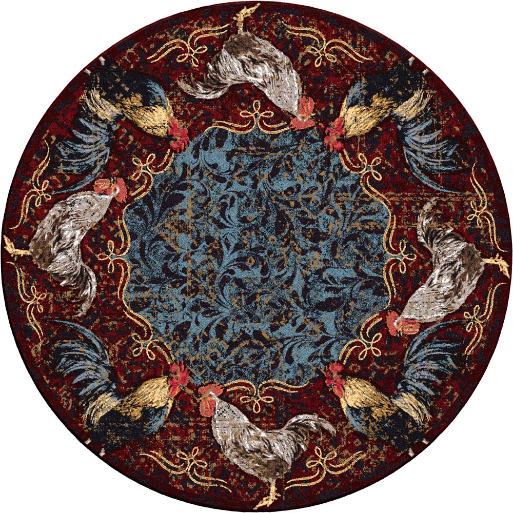 Pecking Order - Bordeaux Rooster Rug