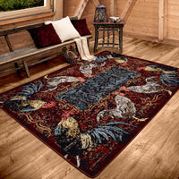 Pecking Order - Bordeaux Rooster Rug
