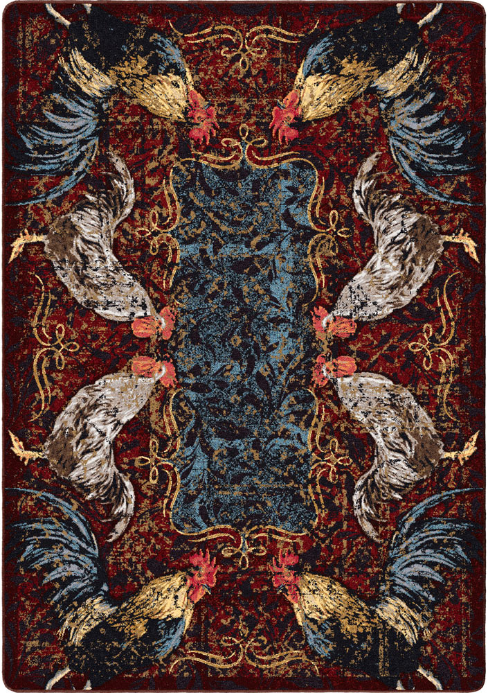 Pecking Order - Bordeaux Rooster Rug
