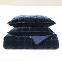 Stella Faux Silk Velvet Double Box Stitch Quilt Set