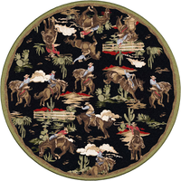 Retro Cowboy - Green & Black Western Rug