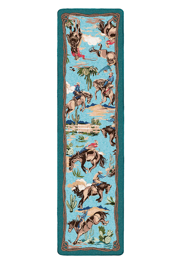 Retro Cowboy - Blue Western Rug