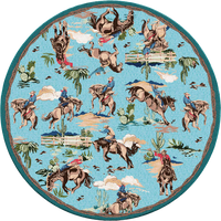 Retro Cowboy - Blue Western Rug
