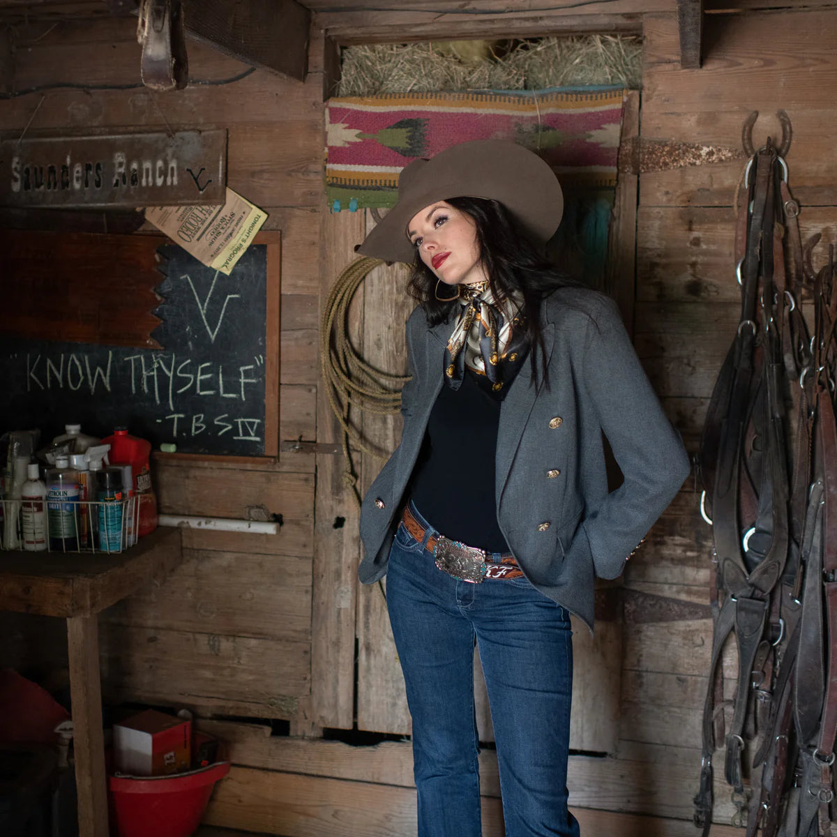 Saddle Up - Taupe Fringe Scarves