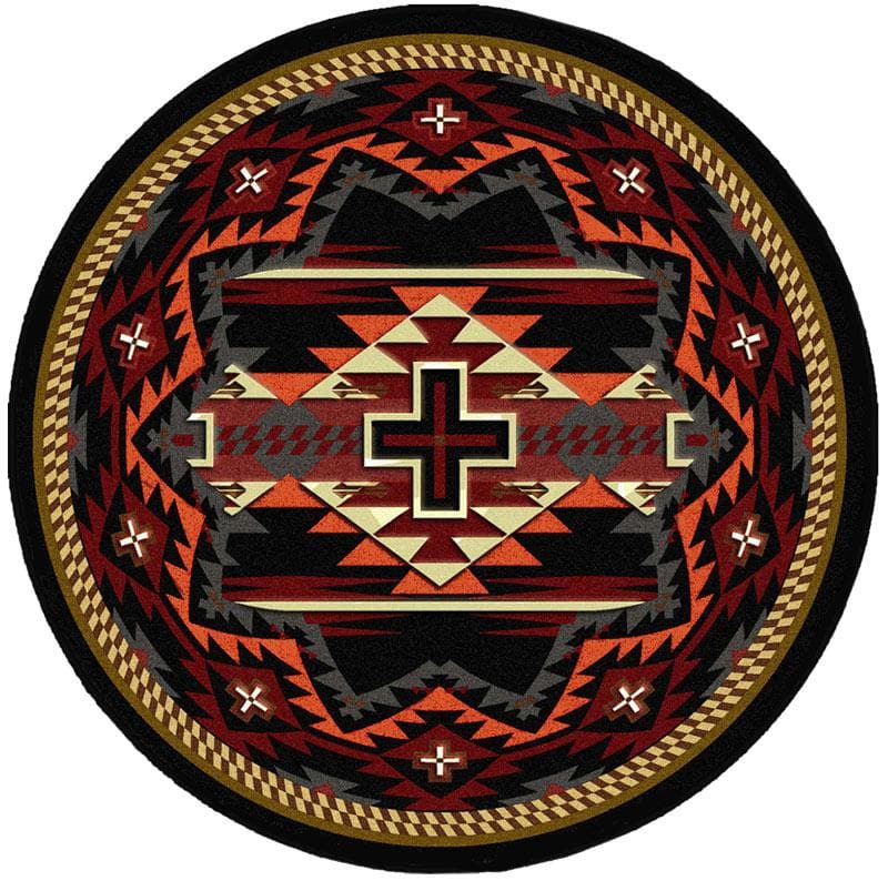 Rustic Cross Round Rug