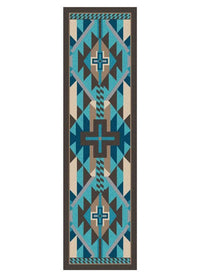 Rustic Cross Indigo Turquoise American Dakota Rug