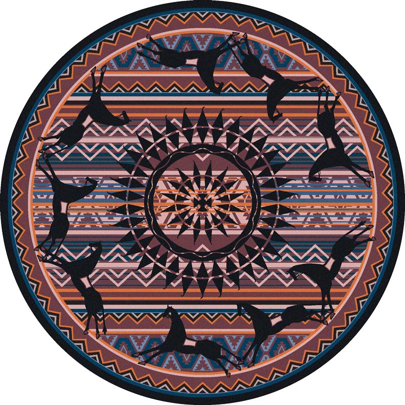 Ghost Rider Plum Southwest Round  Rug