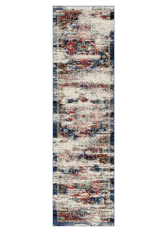 Achieve the best of both worlds with this striking area rug.  The saturated colors are softened under the intentionally distressed areas . Bring some instant impact into your décor with this sophisticated rug.