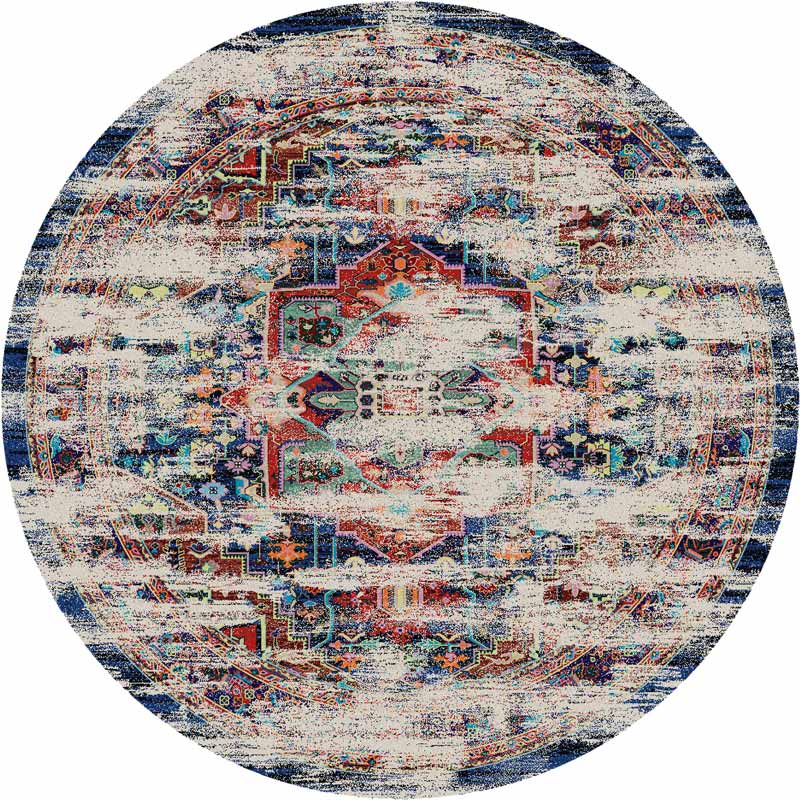 Achieve the best of both worlds with this striking area rug.  The saturated colors are softened under the intentionally distressed areas . Bring some instant impact into your décor with this sophisticated rug.