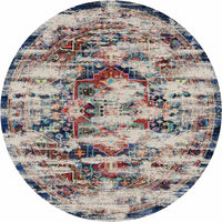 Achieve the best of both worlds with this striking area rug.  The saturated colors are softened under the intentionally distressed areas . Bring some instant impact into your décor with this sophisticated rug.