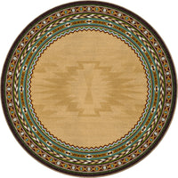 Cinnabar - Tan Southwestern Rug Round