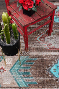 Carlsbad - Distressed Turquoise Southwestern Rug