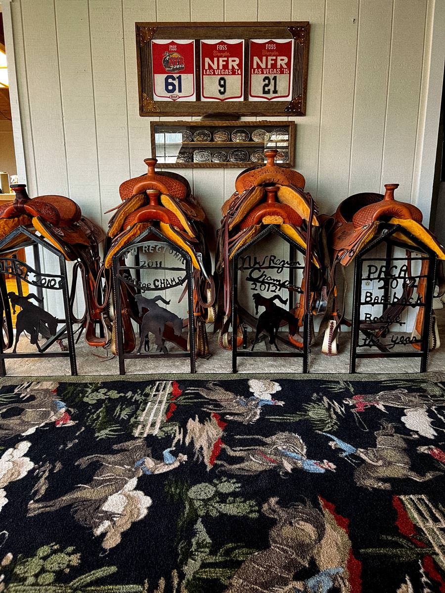 Retro Cowboy Green & Black Vintage Western Rug