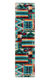 Caverns Turquoise Patchwork Southwest Rug