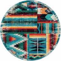 Caverns Turquoise Patchwork Southwest Rug