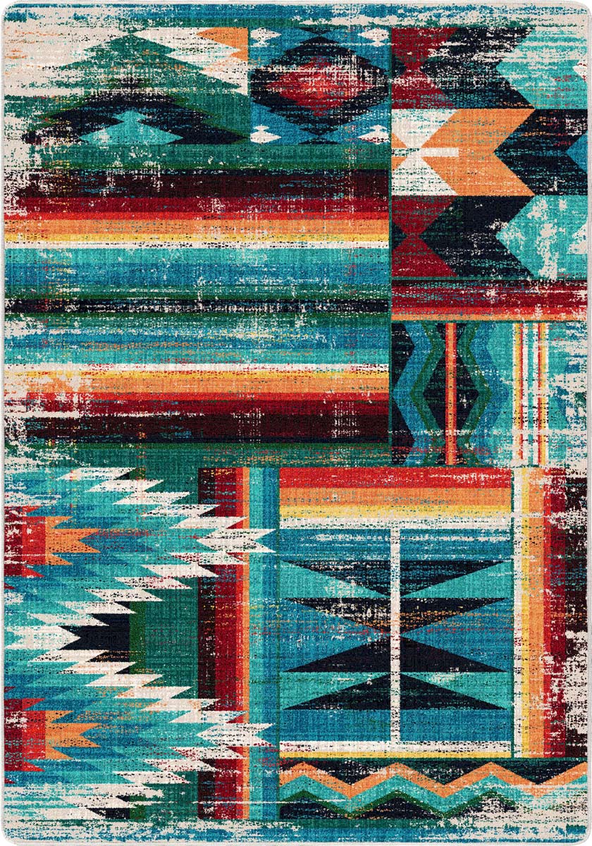 Caverns Turquoise Patchwork Southwest Rug