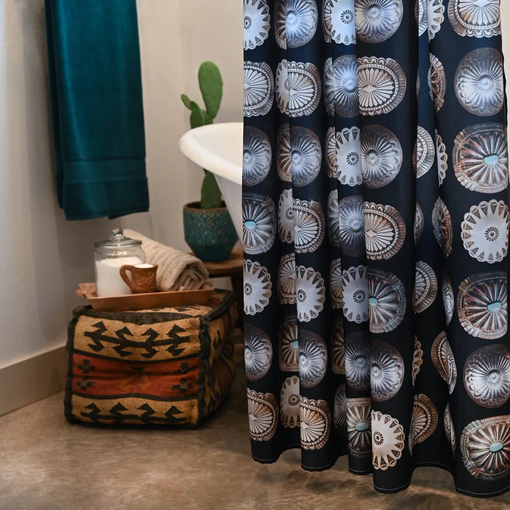 Black Concho Shower Curtain