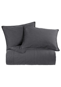 Stonewashed Cotton Canvas Coverlet Charcoal