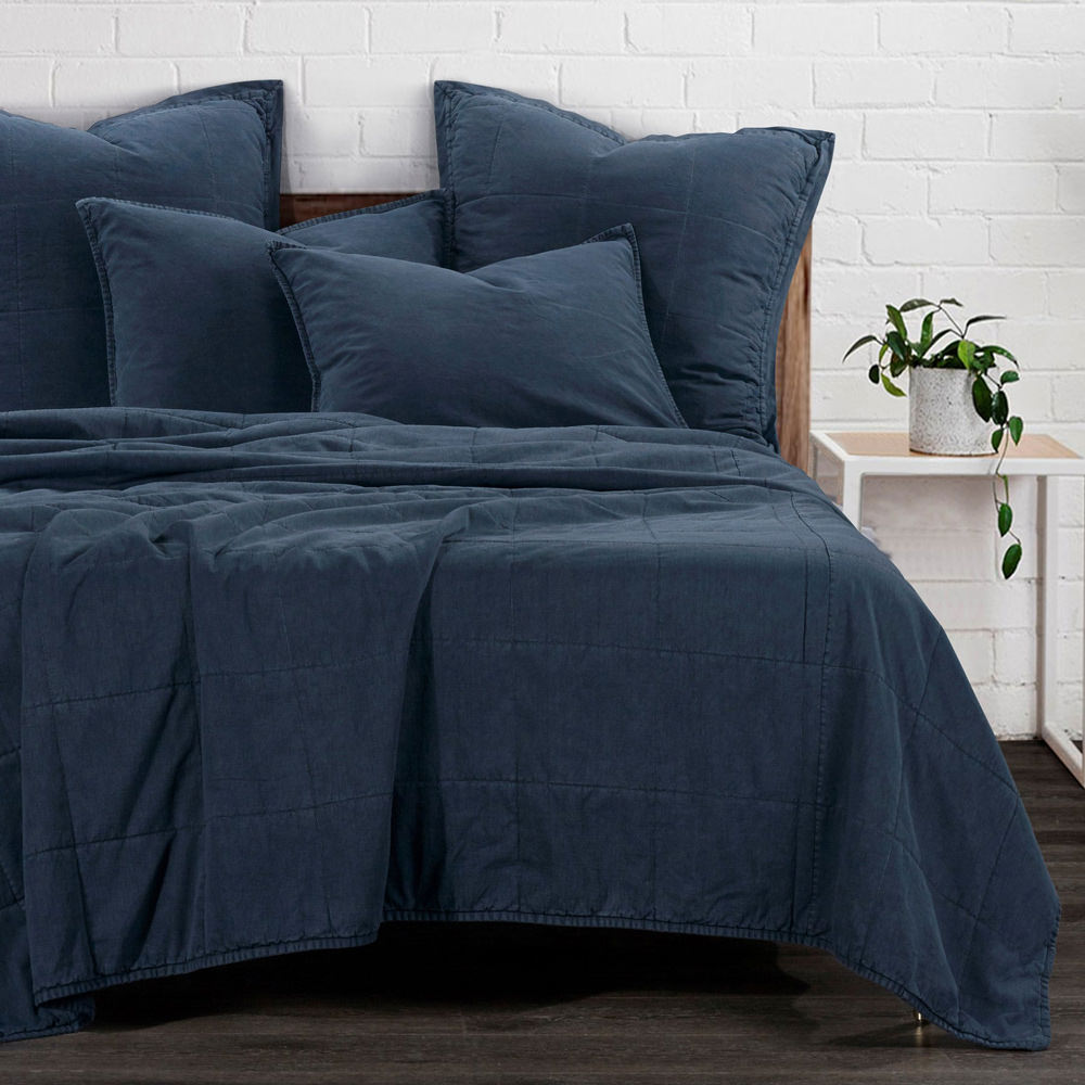 Stonewashed Cotton Canvas Coverlet Denim