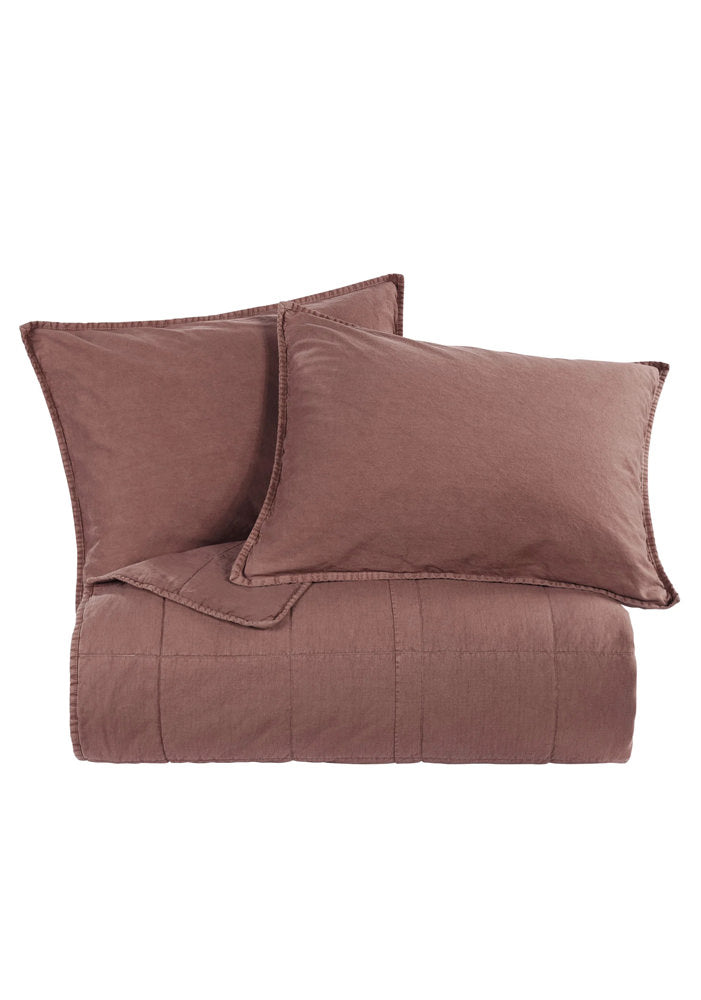 Stonewashed Cotton Canvas Coverlet Sarsaparilla