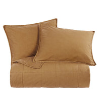 Stonewashed Cotton Canvas Coverlet Set in Terracotta