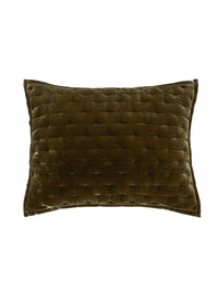 Stella Faux Silk Velvet Pillow Sham Green Ochre