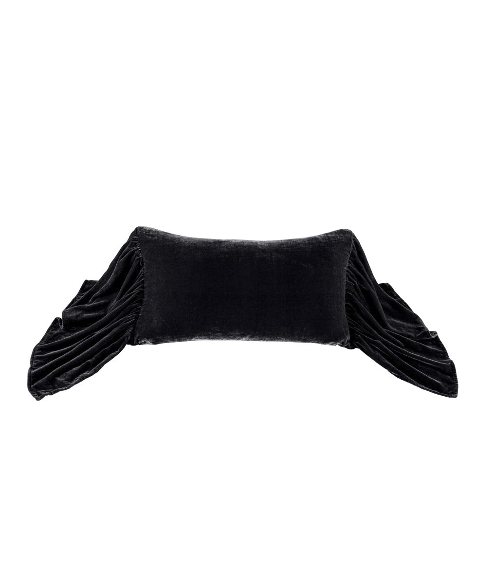 Stella Faux Silk Velvet Long Ruffled Pillow