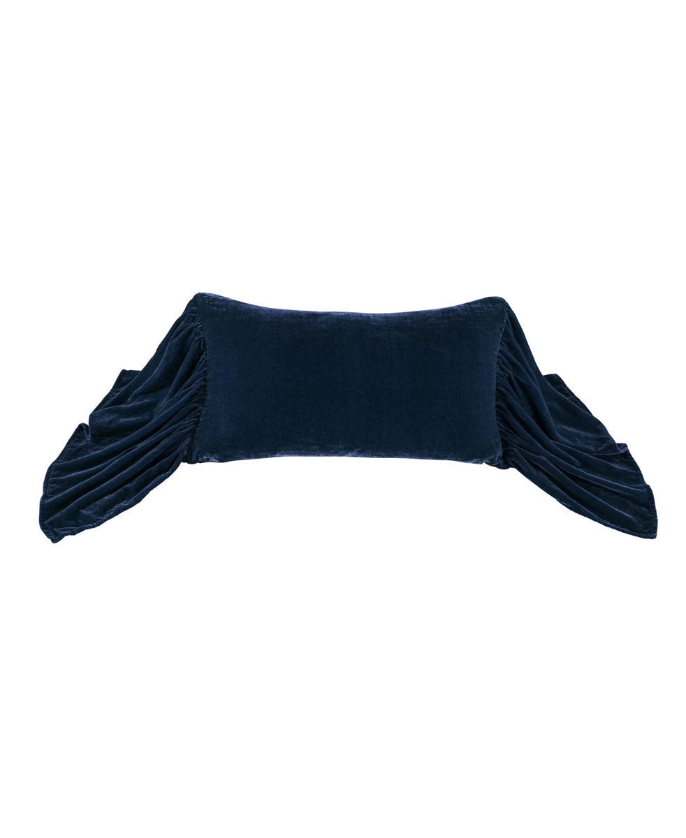 Stella Faux Silk Velvet Long Ruffled Pillow