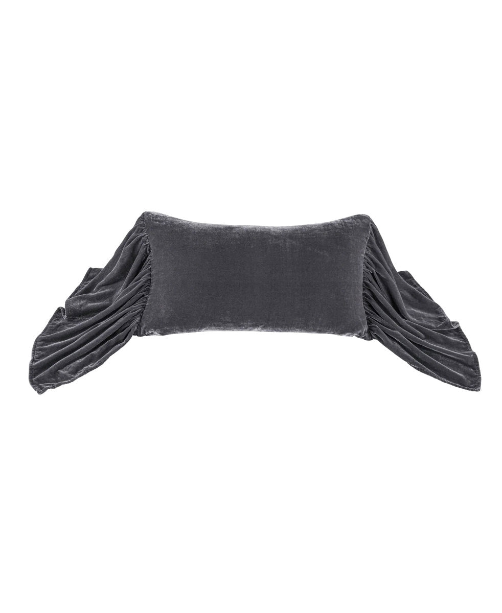 Stella Faux Silk Velvet Long Ruffled Pillow