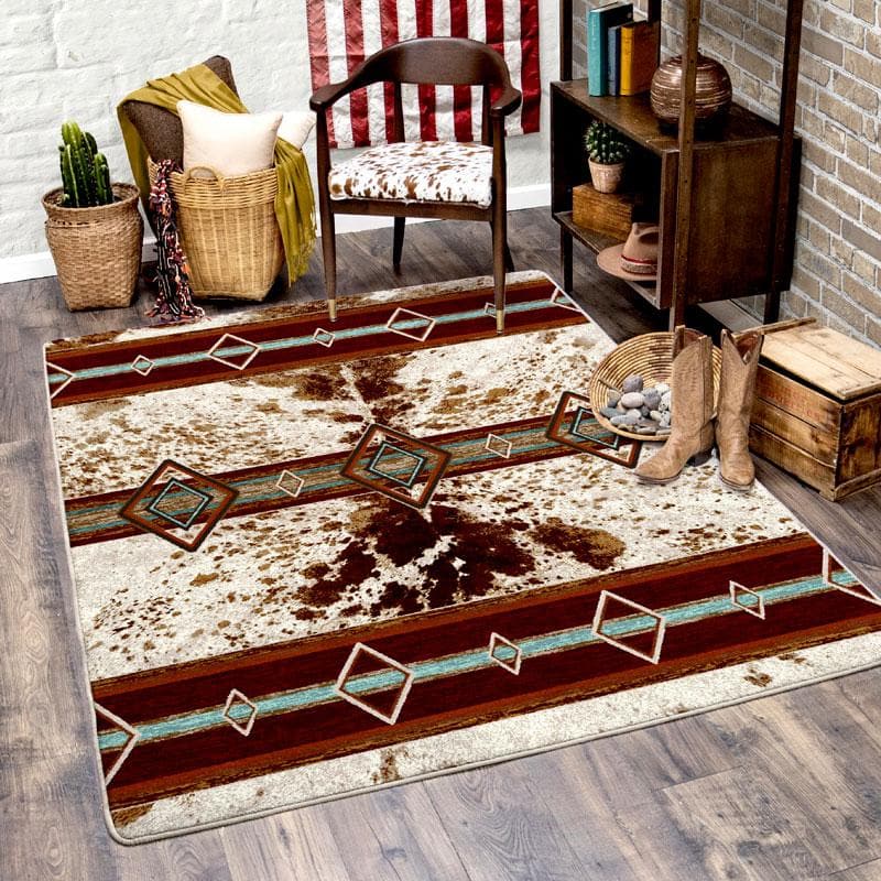 southwestern cowboy cowhide rug