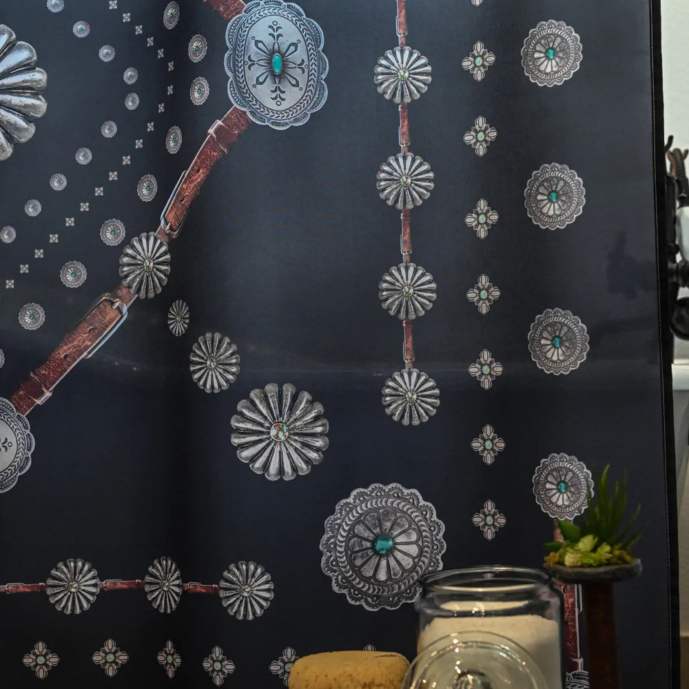 Flagstaff Black Western Concho Shower Curtain