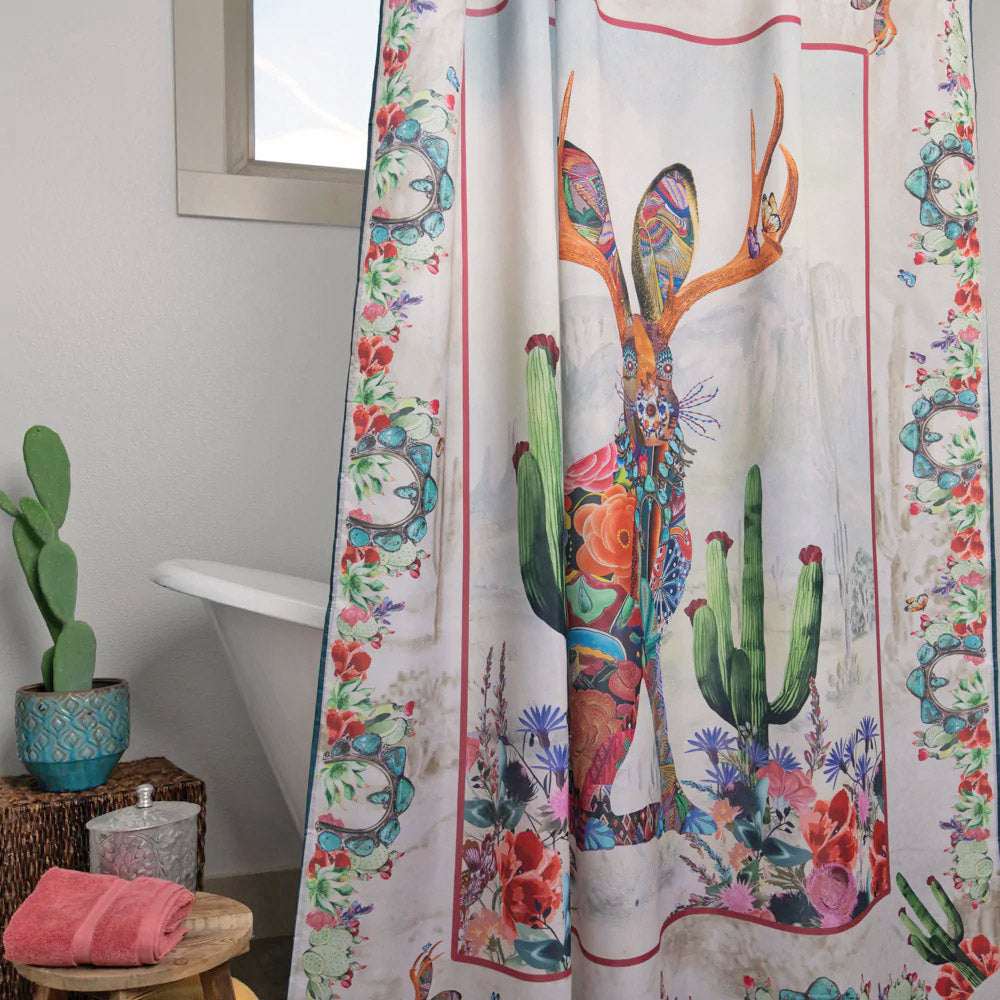 Jewelled Jackalope Western Shower Curtain