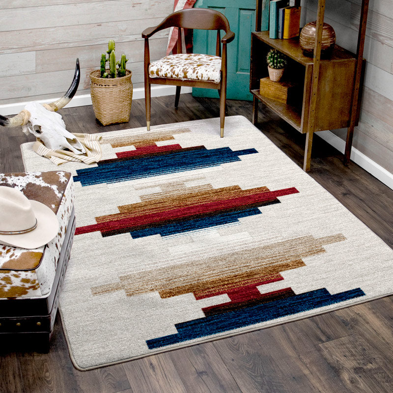 Rustic Cross Blue Southwestern Rug - 3 x 4