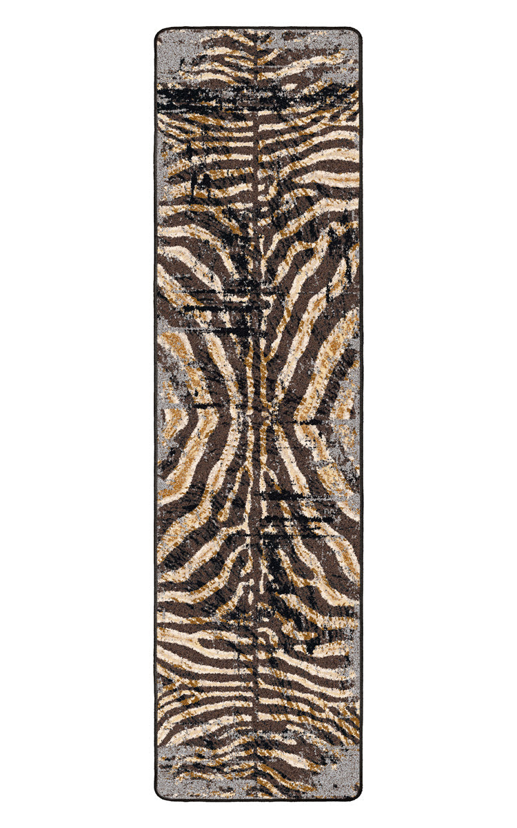 Midnight Zebra - Rawhide Distressed Rug Runner