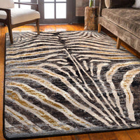 Midnight Zebra - Rawhide Distressed Rug