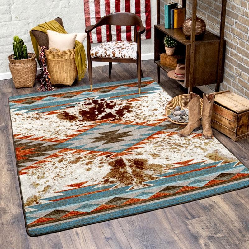 Southwestern cowhide print rug