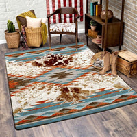 Southwestern cowhide print rug