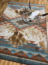 Southwestern cowhide print rug
