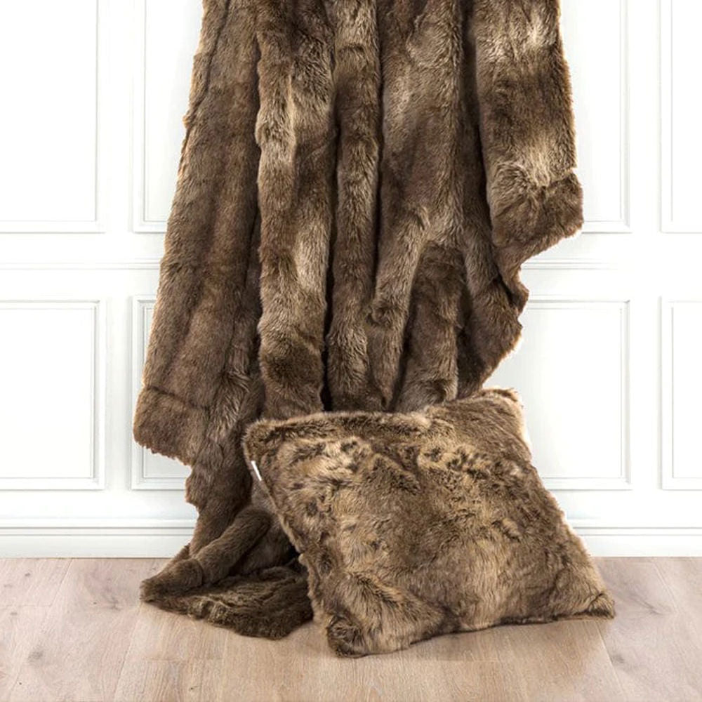 Oversized Wolf Faux Fur Throw Pillow
