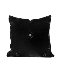 Western Suede Antique Silver Concho Square Pillow black