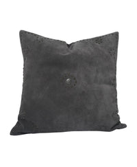 Western Suede Antique Silver Concho Square Pillow gray