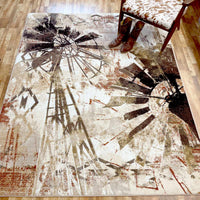 Painted Windmill Gouache Cowboy Rug
