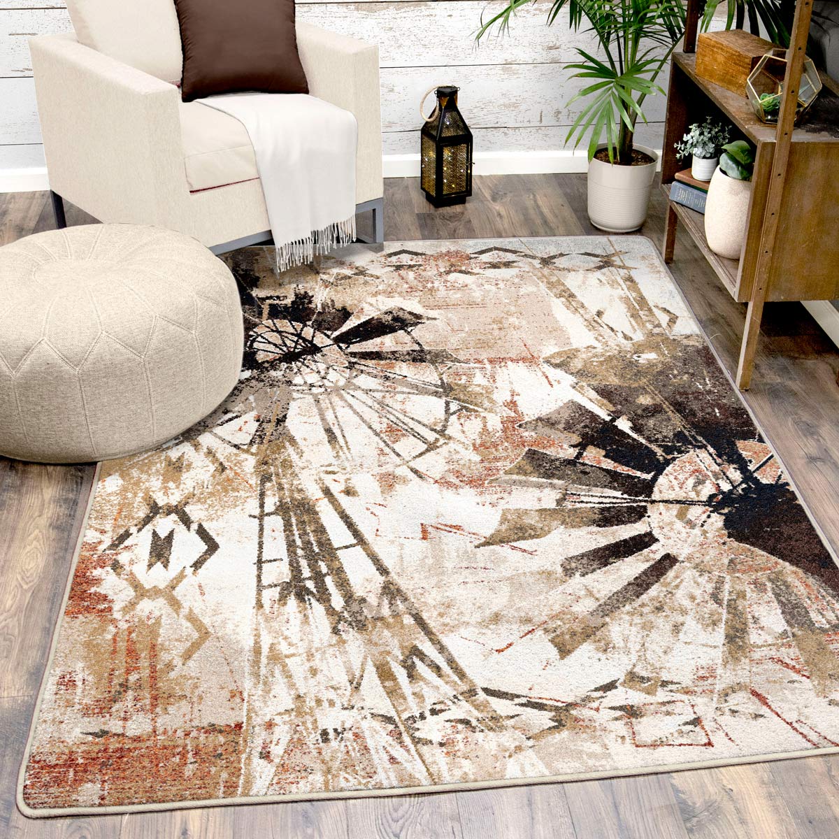 Painted Windmill Gouache Cowboy Rug