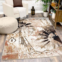Painted Windmill Gouache Cowboy Rug