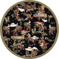 Retro Cowboy - Green & Black Vintage Western Rug