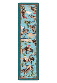 Retro Cowboy Blue Western Rug Runner