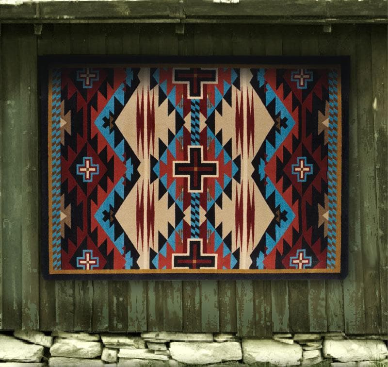 Rustic Cross Blue American Dakota Rug