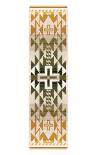 Rustic Cross - Green and Gold Rug Runner