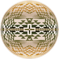 Rustic Cross - Green and Gold Rug Round
