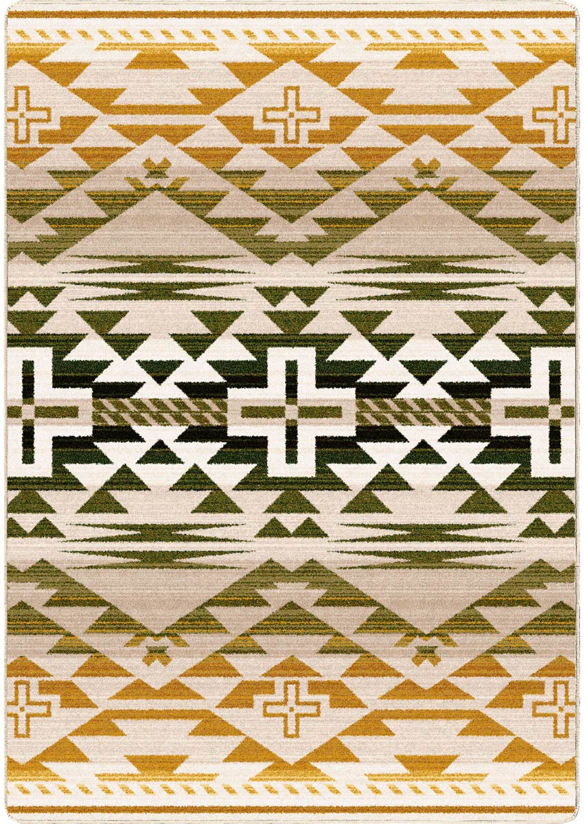 Rustic Cross - Green and Gold Rug